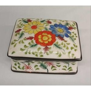 Floral Trinket Box “Stylized Chrysanthemum” Chrysanthemum floral Wallet